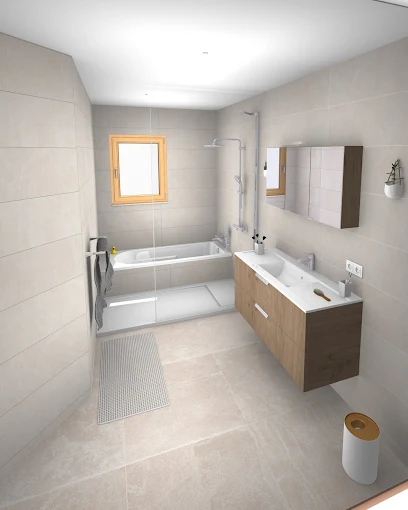 Conception 3D d'une salle de bain rénovée par TLF