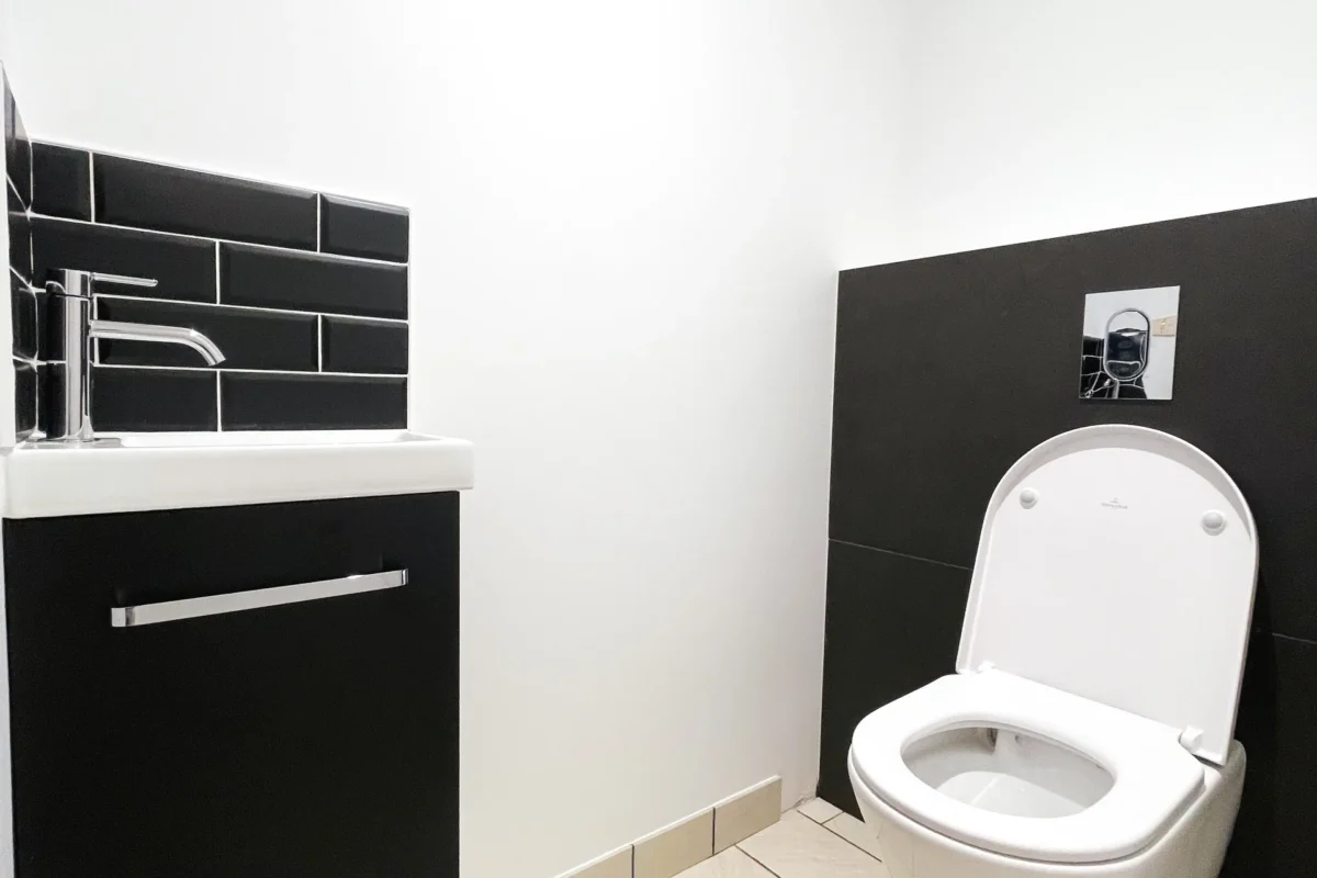 Après - WC moderne suspendu avec lave-mains intégré